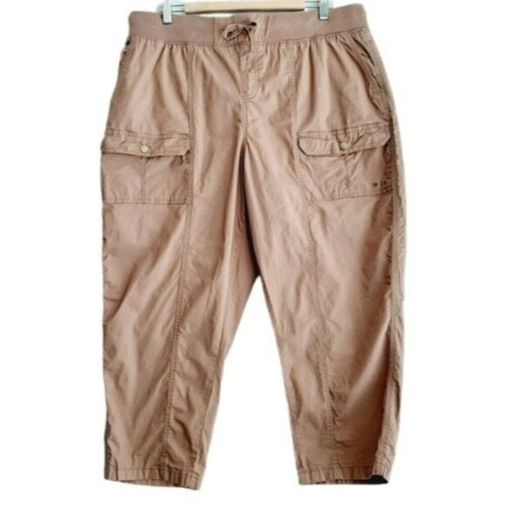 MYSTYLE | Casual Cropped Pull-on  Pants Tan Sz XL